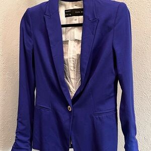 Zara Women's Royal Blue Suit Jacket Blazer